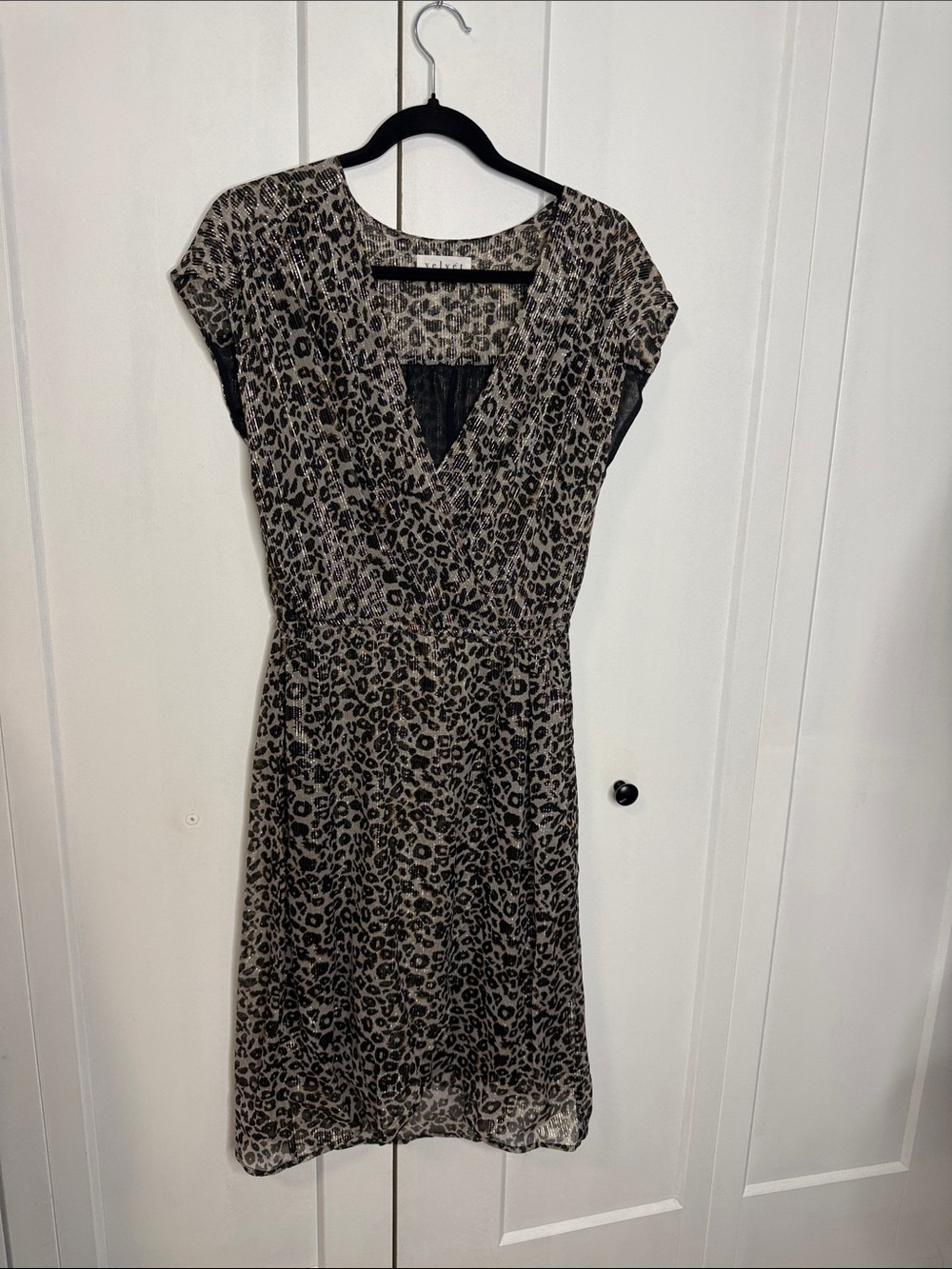 REVOLVE brandVelvet by Graham & Spencer Taupe and Black Leopard Print Midi Dress